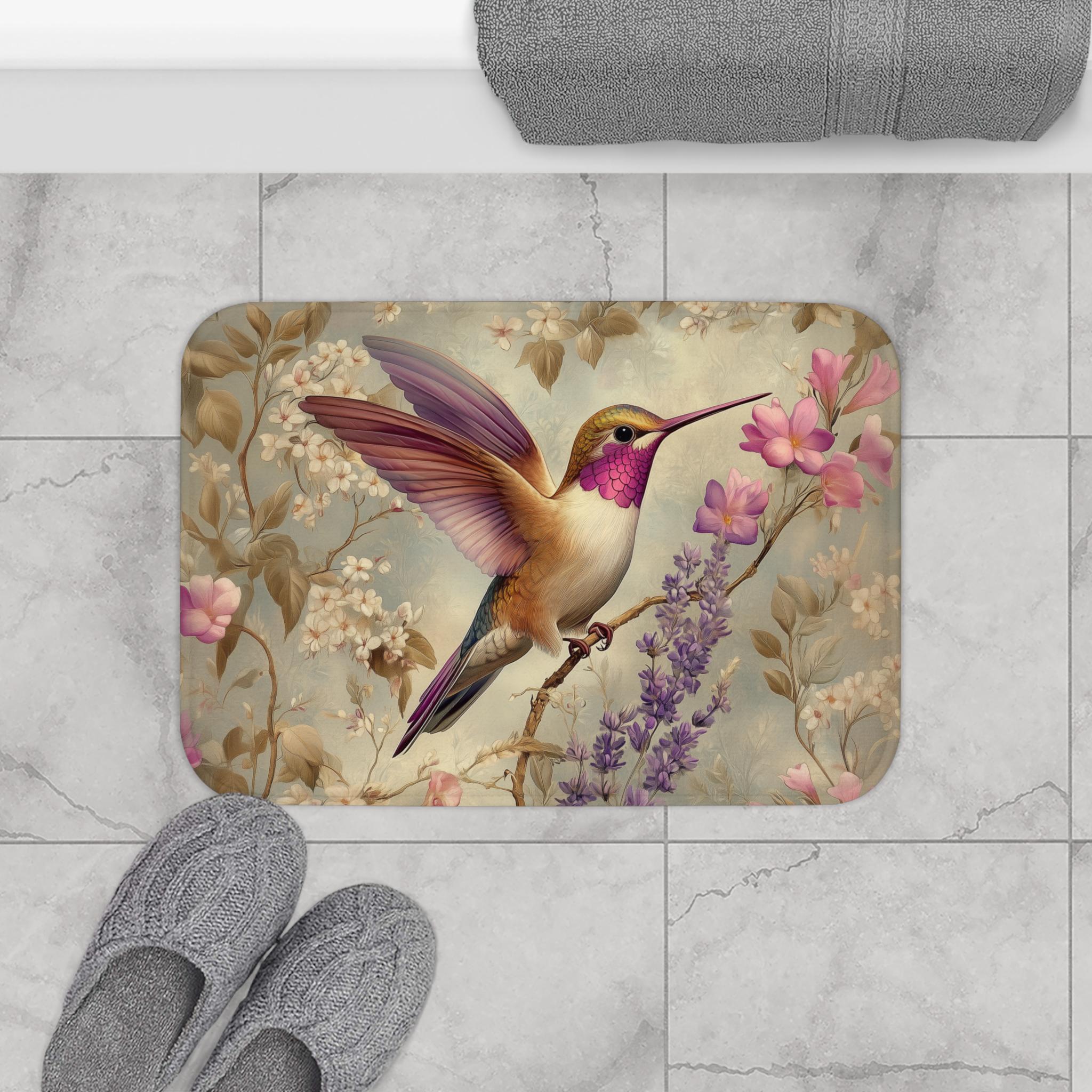 Hummingbird Hand Towel: William Morris Style Floral Bathroom Decor
