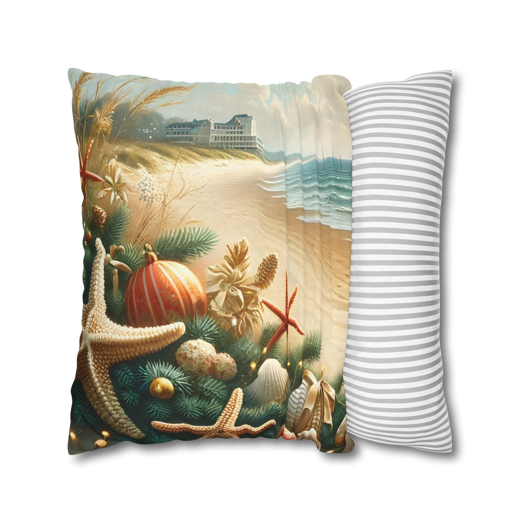 Coastal Christmas Pillow Cover, Starfish & Seashells (Multiple Sizes)