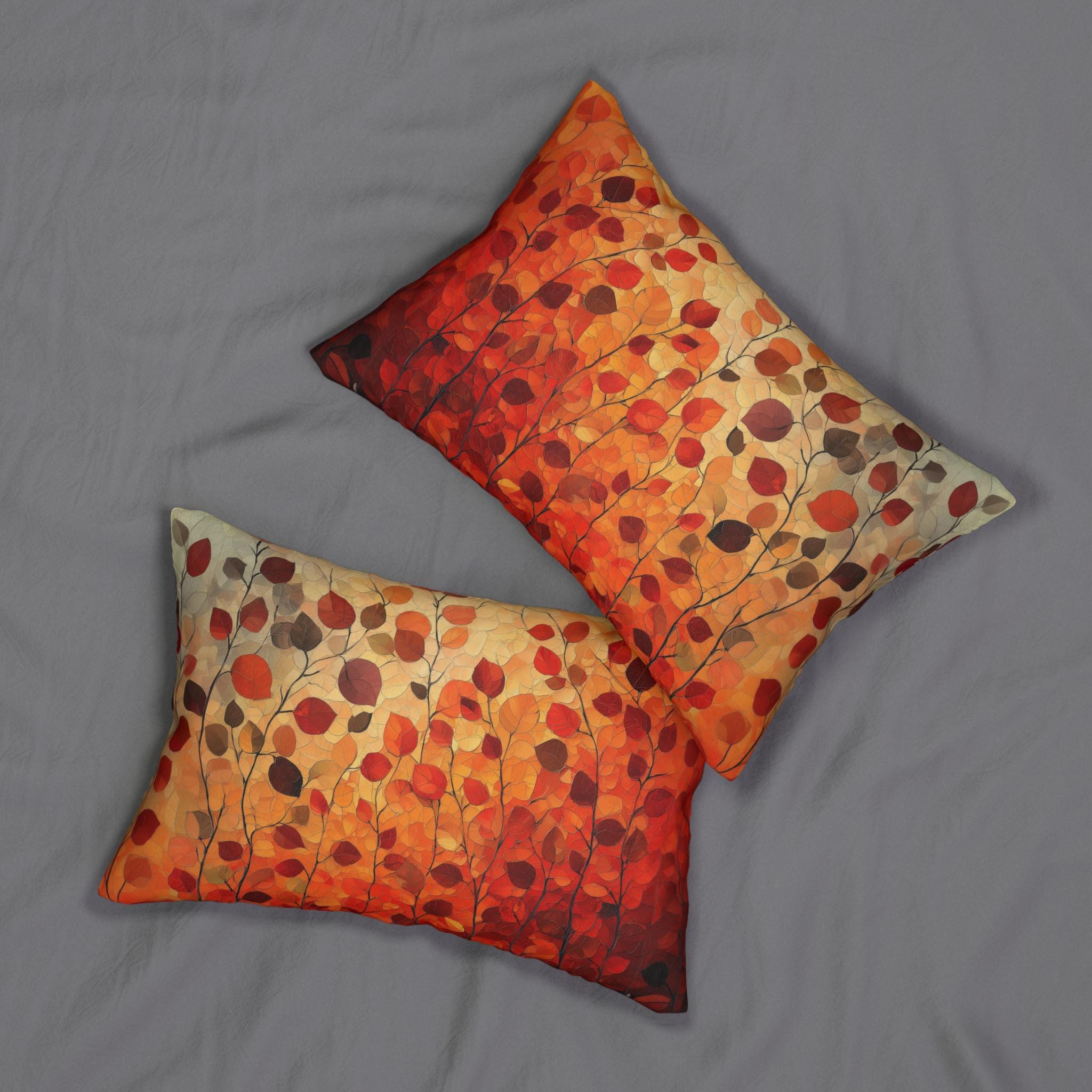 Autumn Leaves Lumbar Pillow: Vibrant Fall Colors with Ombré Effect