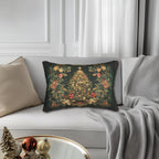 William Morris Inspired Christmas Tree Lumbar Pillow: Elegant Holiday Decor for Living Room
