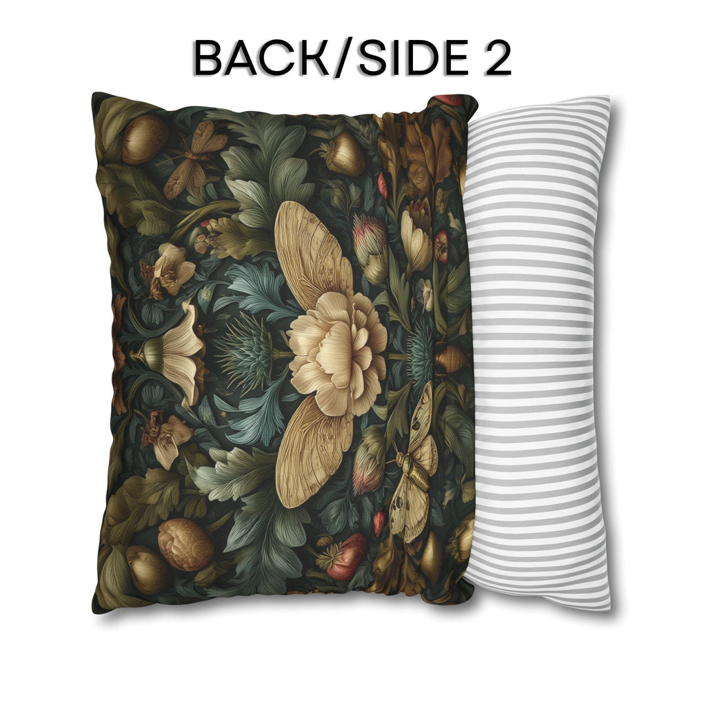 Midnight Morris Moody Pillow Cover: Arts and Crafts Moth Botanical Decor