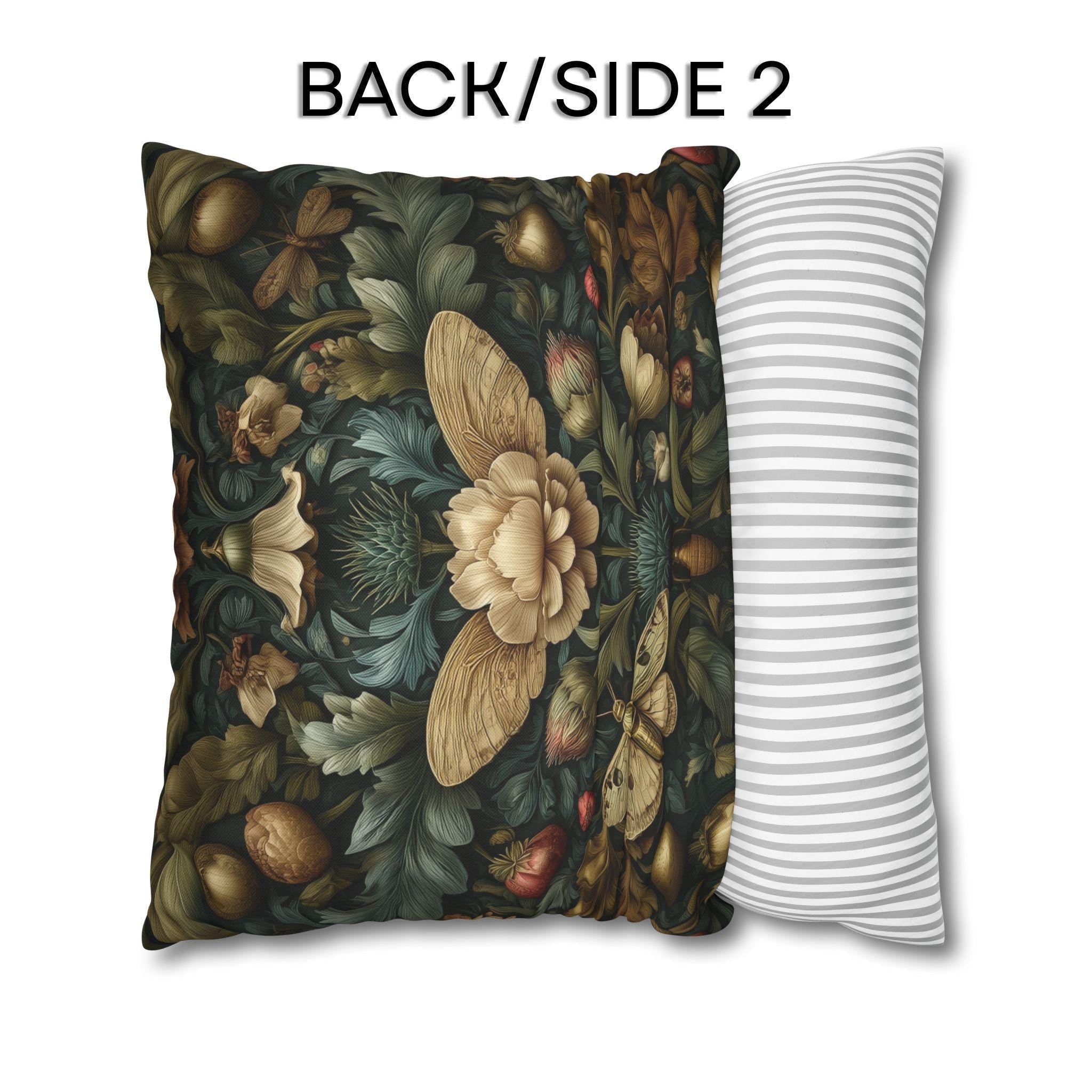 Midnight Morris Moody Pillow Cover: Arts and Crafts Moth Botanical Decor