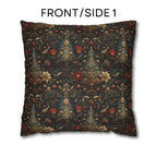 Intricate Christmas Trees and Florals Pillow Cover: William Morris Style Holiday Botanical Design