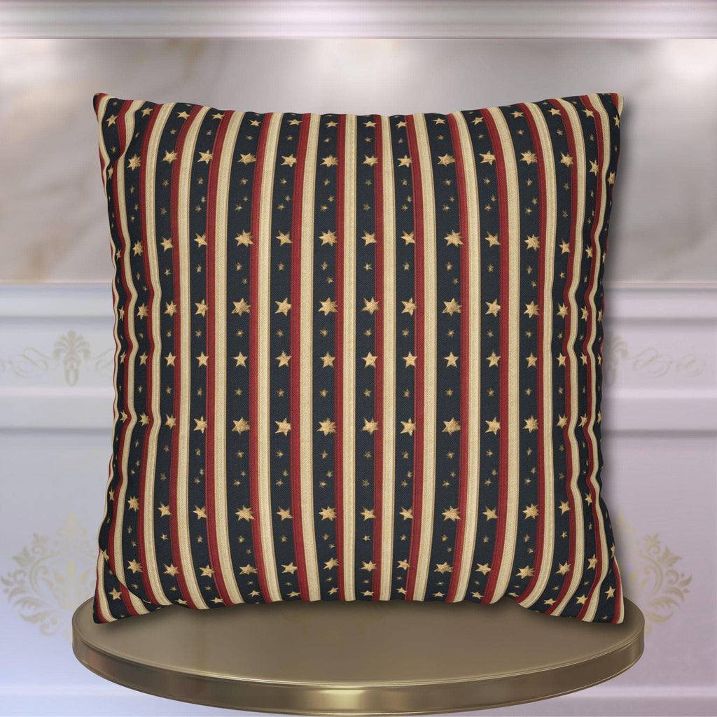 Farmhouse Patriotic Pillow Cover: Primitive Americana Stripe Decor