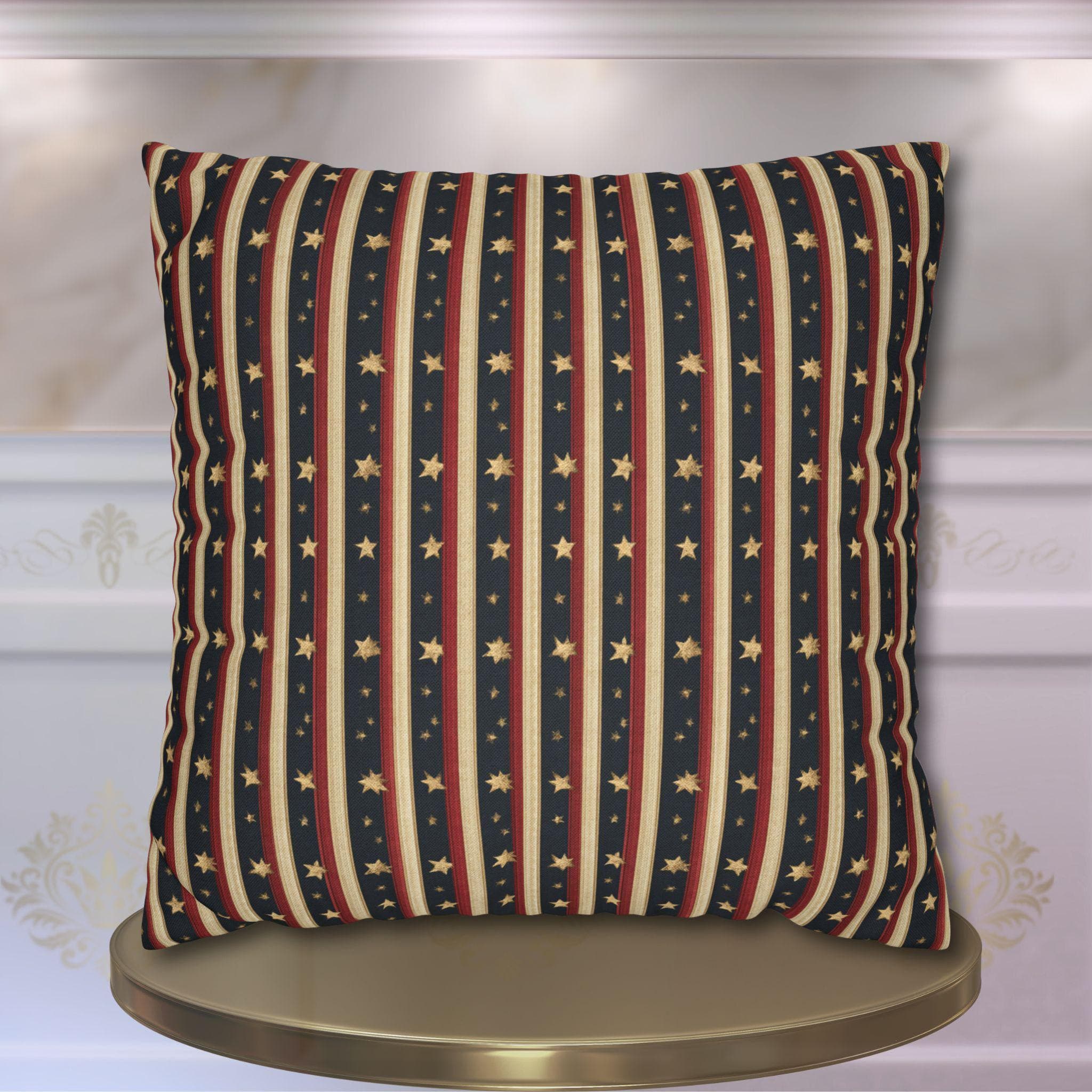 Farmhouse Patriotic Pillow Cover: Primitive Americana Stripe Decor