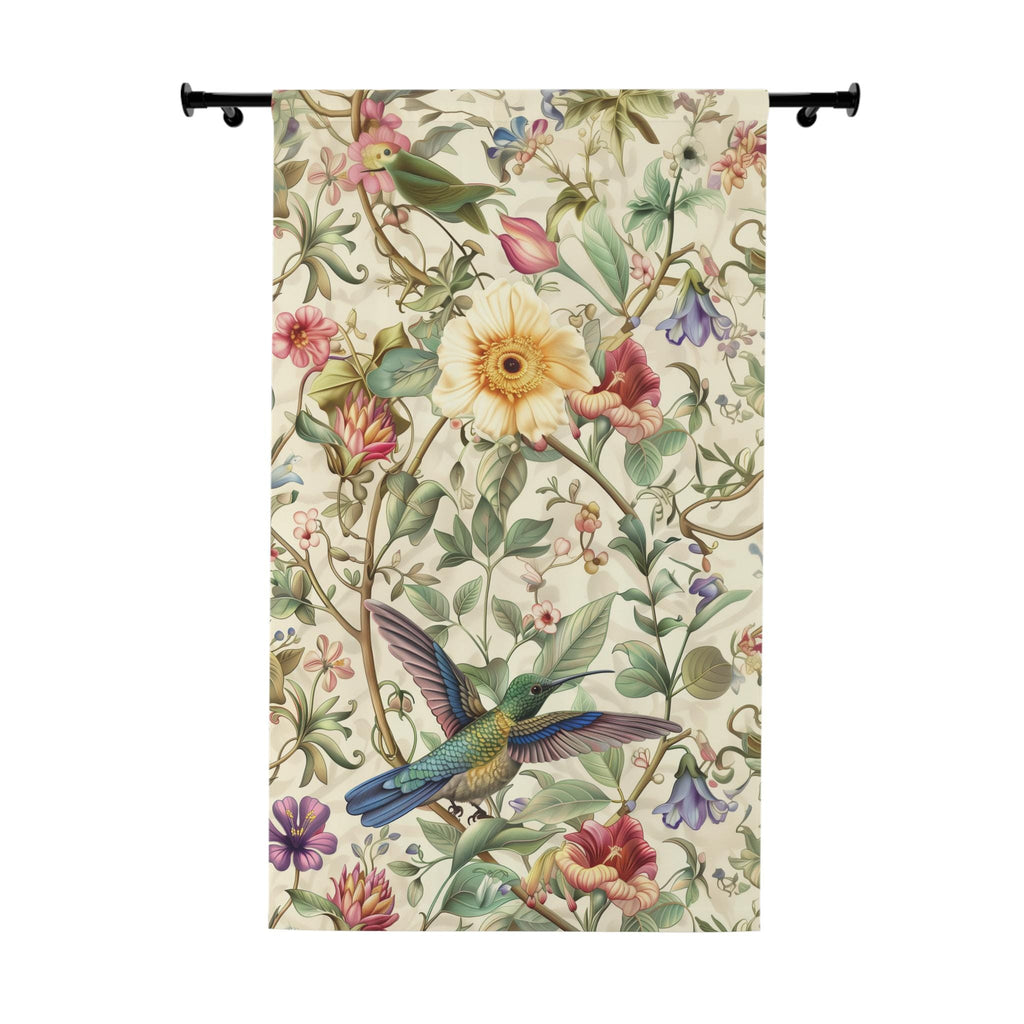 Elegant William Morris Hummingbird Floral Window Curtain Panel - Green, Blue, Gold, Pink, Purple