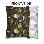 William Morris Inspired Fall Pillow Cover: Pumpkins, Pears, and Ivory Florals on Charcoal