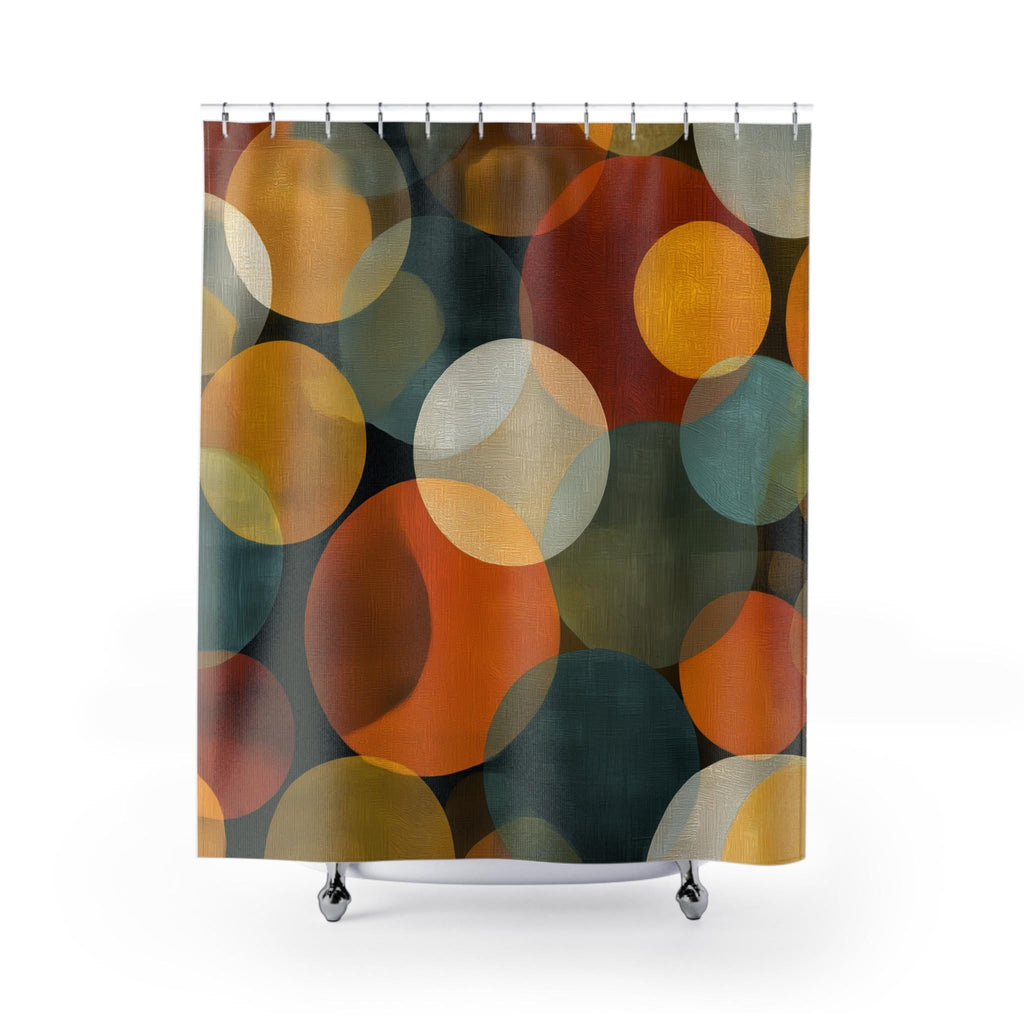 Retro Fabric Shower Curtain: Earthy Mid-Century Modern Design