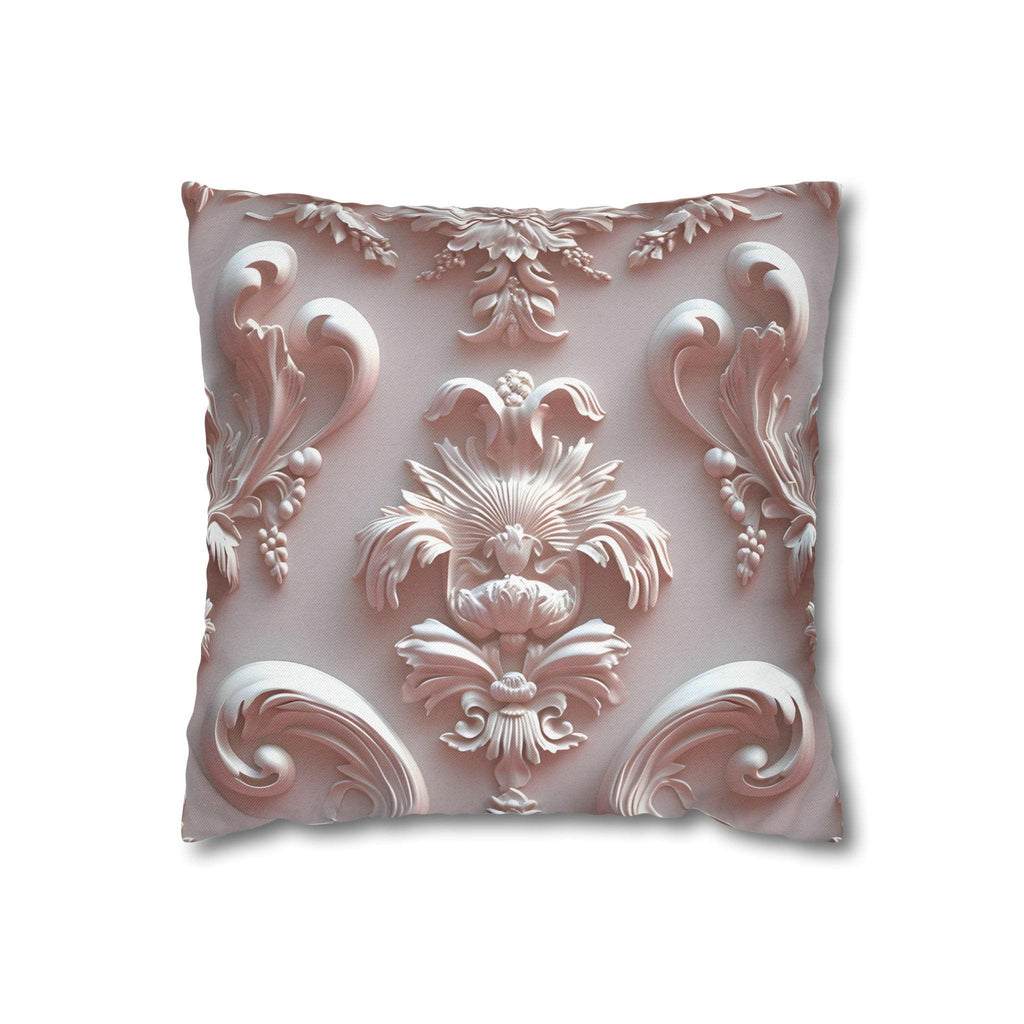 Rococo Pillow Cover: Blush Pink Scrollwork Floral Design
