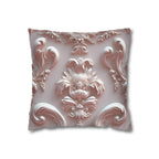 Rococo Pillow Cover: Blush Pink Scrollwork Floral Design