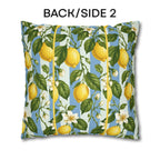 Lemon Soft Blue Stripe Pillow Cover: with Green Leaves and White Florals