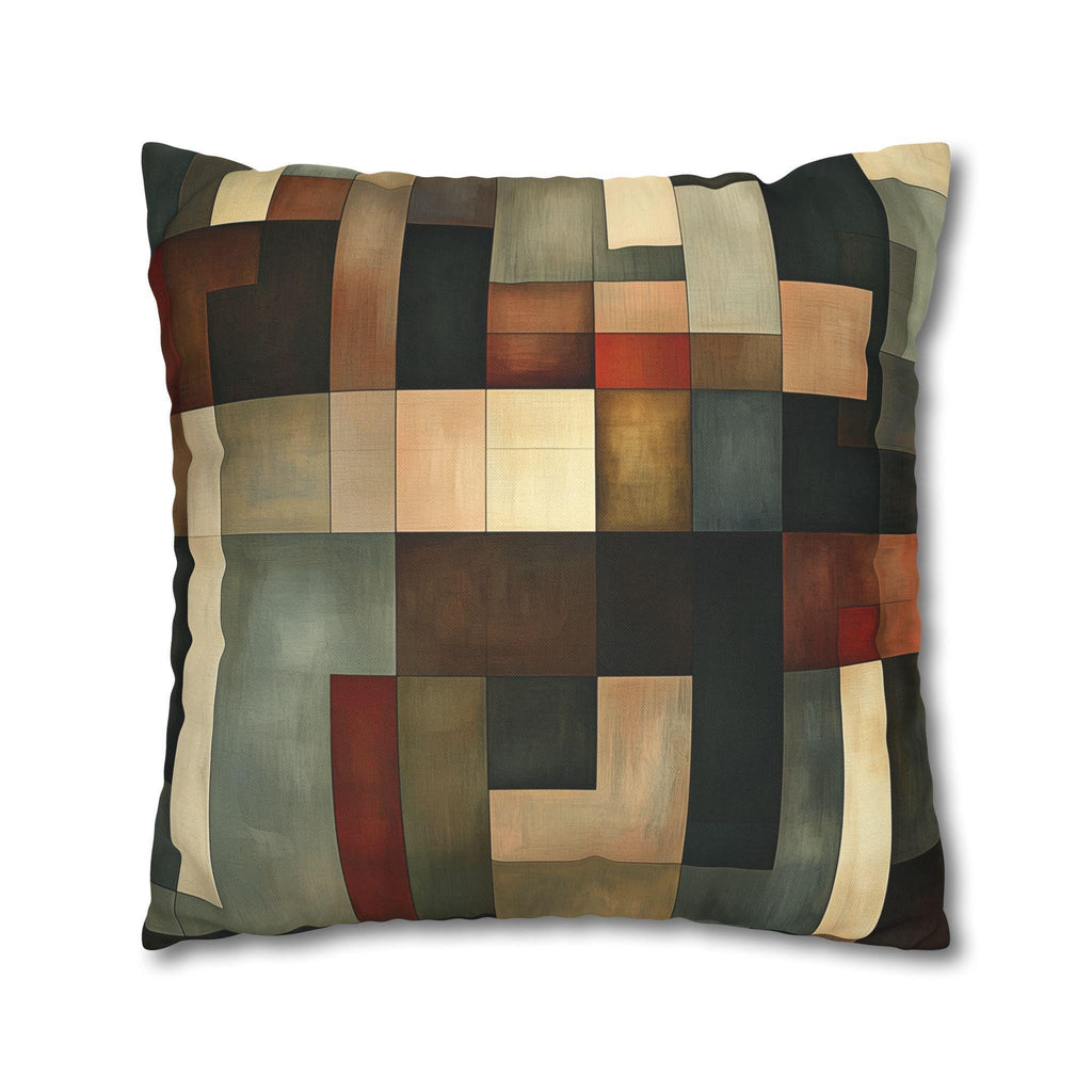 Geometric Abstract Pillowcase: Earthy Muted Tones, Modern Rustic Decor, Hand-painted Effect