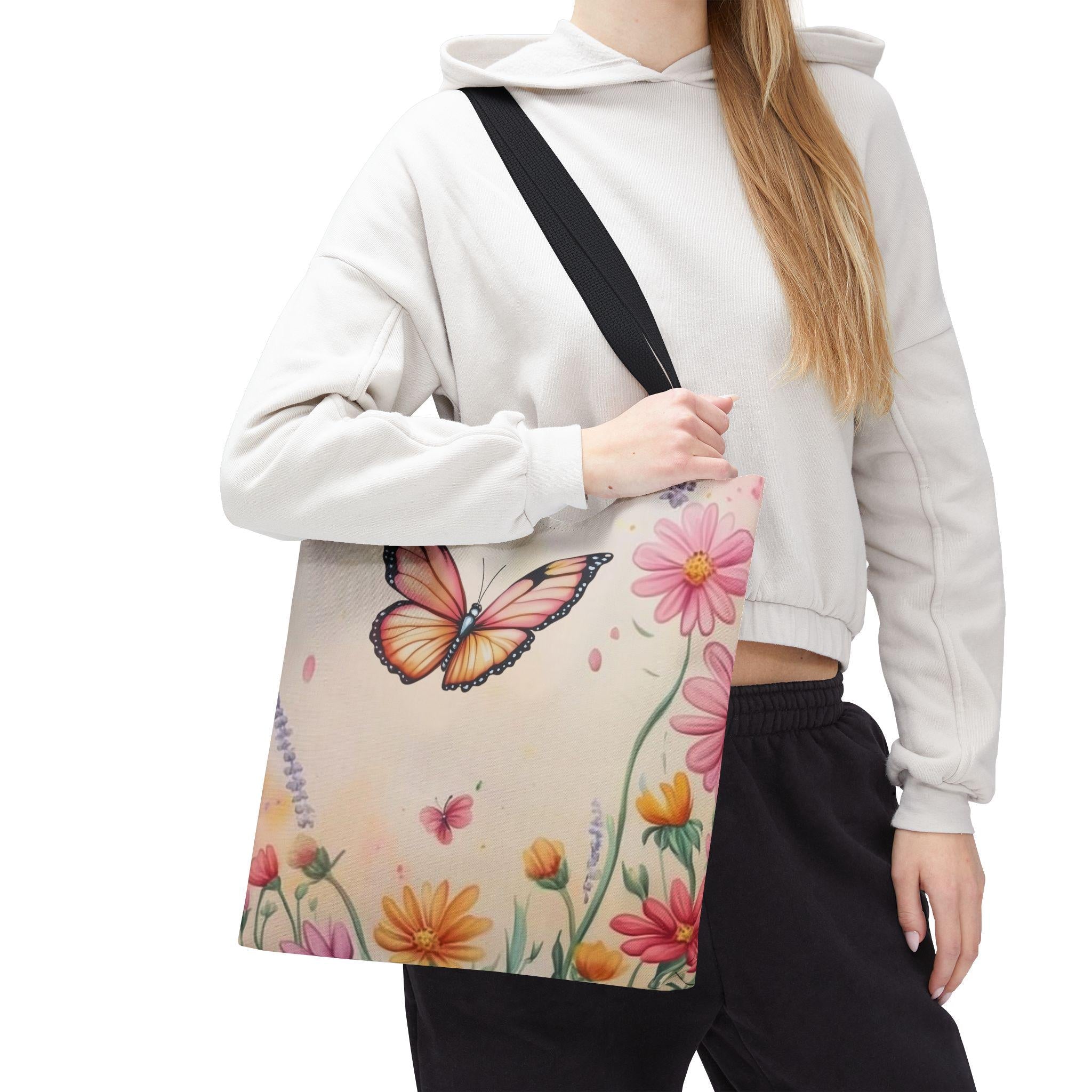 Monarch Butterfly Garden Tote: Floral Spring Nature Bag
