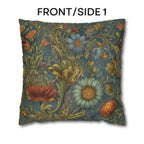 William Morris Inspired Throw Pillow Cover: Moody Teal Botanical Floral