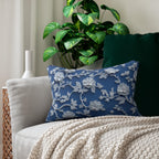 Chinoiserie Lumbar Pillow: Blue and White Floral Home Accent