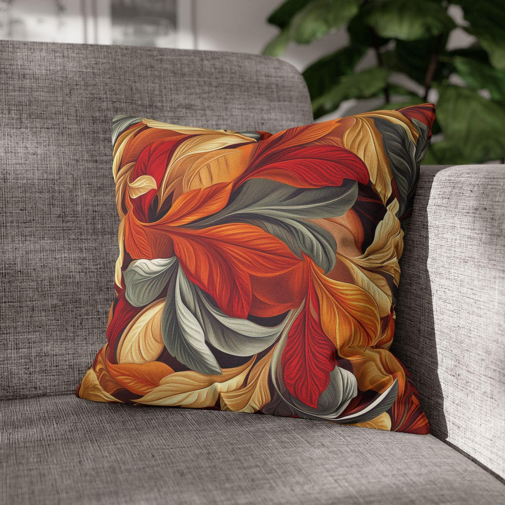 Autumn Leaves Pillow Cover Fall Foliage Throw Cushion Warm Harvest Color Accent Decor
