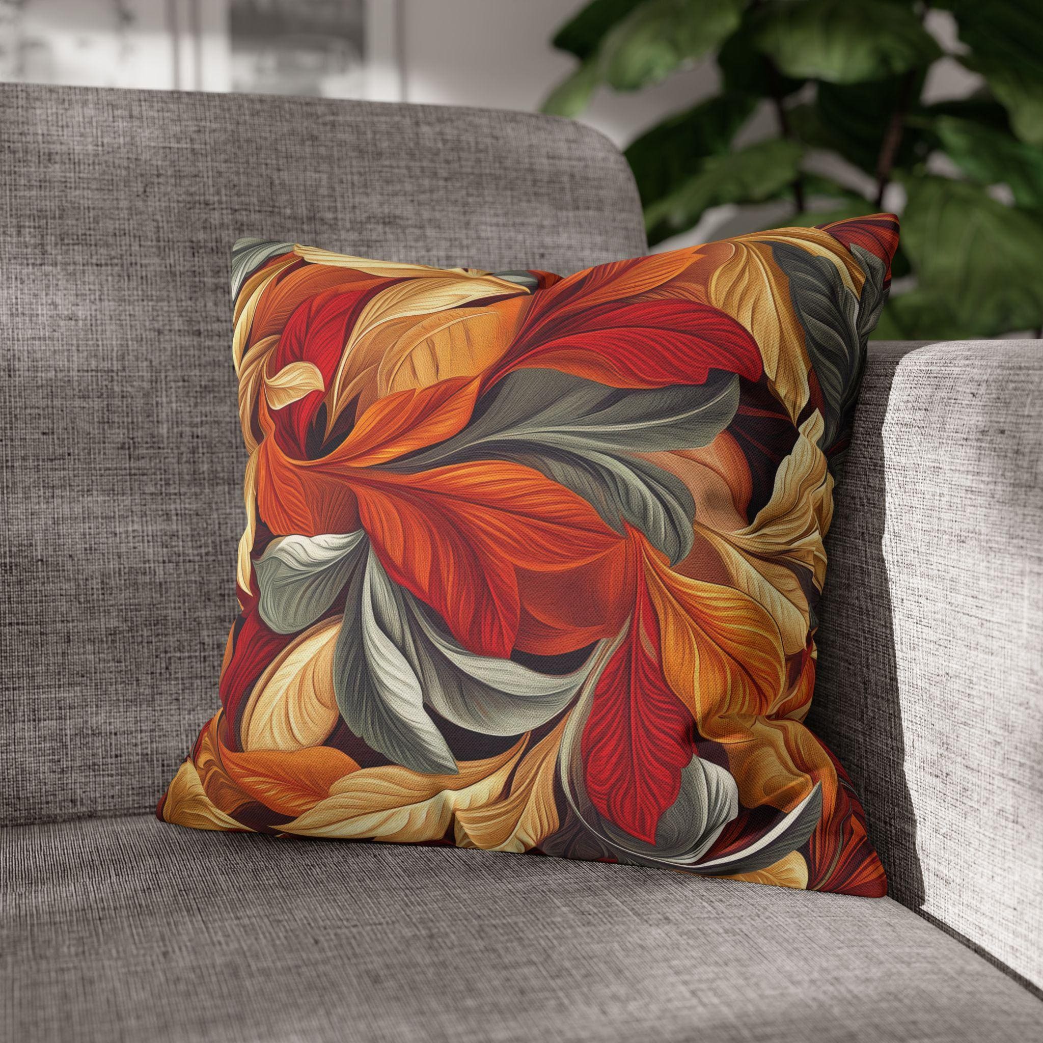 Autumn Leaves Pillow Cover Fall Foliage Throw Cushion Warm Harvest Color Accent Decor