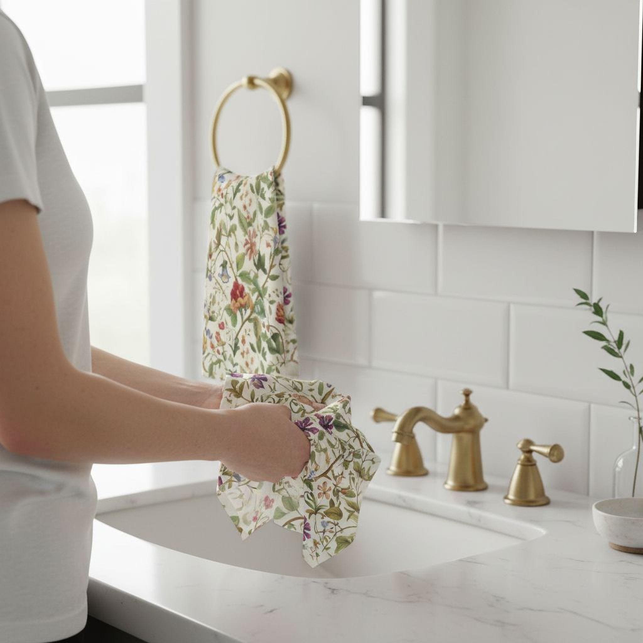 William Morris Hand Towel: Vintage Botanicals and Vines on Cream Background