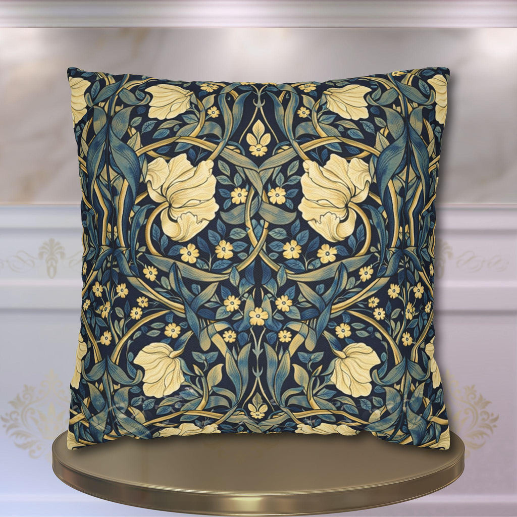 William Morris Pillow Cover: Navy Blue Champagne Vintage Pimpernel Reconstructed