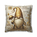 Boho Christmas Gnome Pillow Cover: Festive Gold Design on Cream Background for Holiday Decor