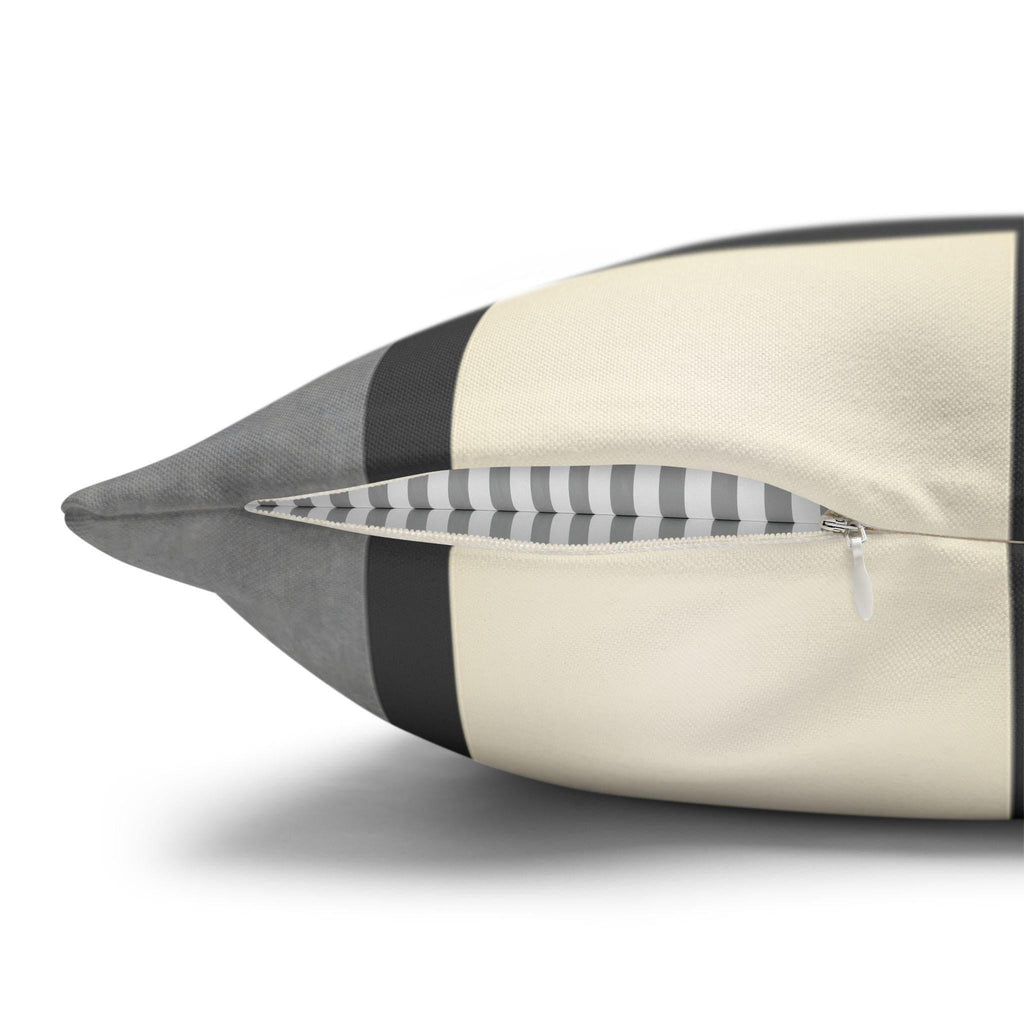 Gray Windowpane Plaid Pillow Cover: Neutral Checkered Contemporary Accent