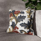 Luxurious Baroque-Inspired Floral Pillow Cover: Navy, Gold, Red on White Background
