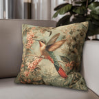 William Morris Botanical Pillow Cover: Sage Blush Teal Hummingbird Arts & Crafts Accent