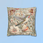 William Morris Hummingbird Pillow Cover: Vintage Style Floral Art, Pastel Green