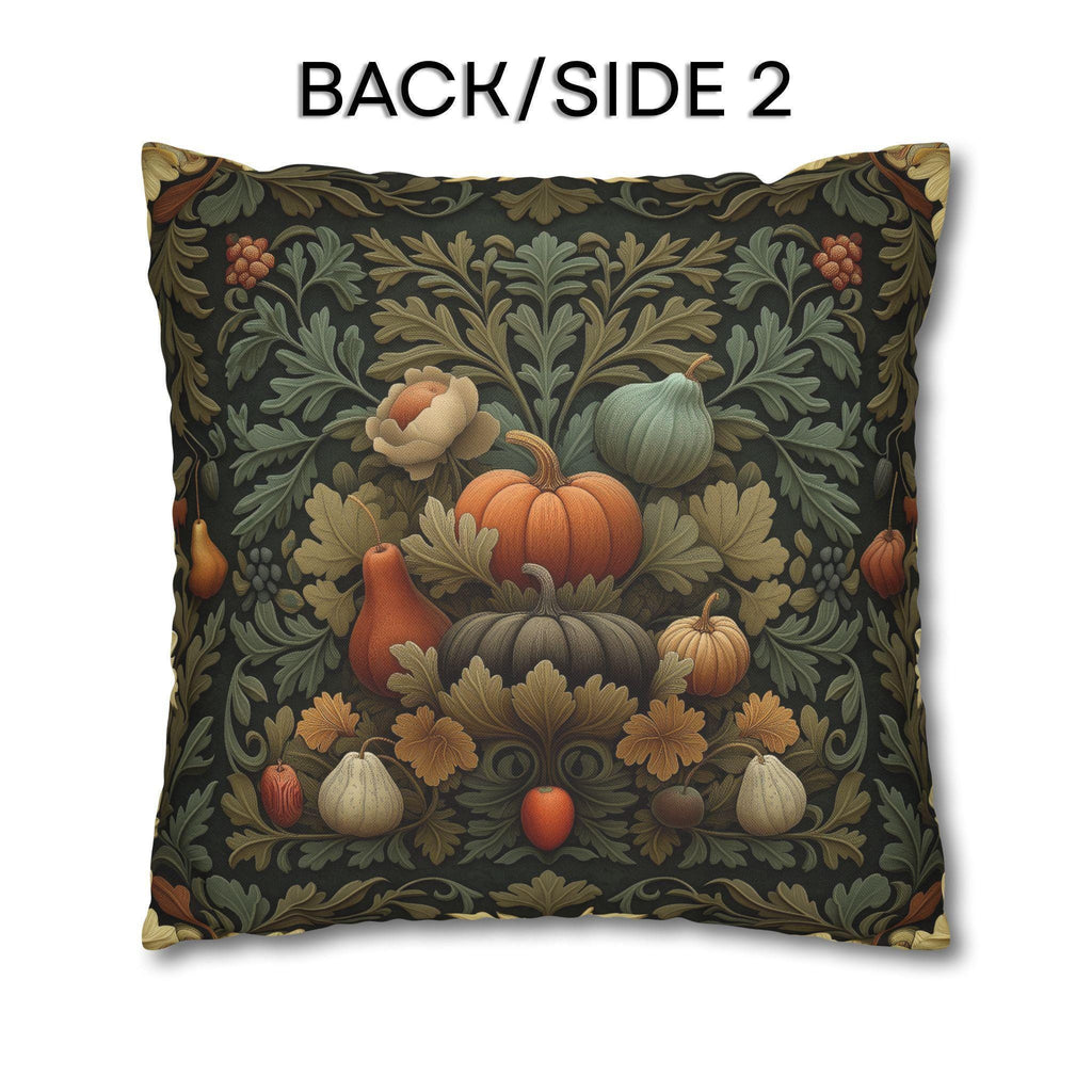 William Morris Inspired Fall Pillow Cover: Sage, Brown & Gold Vintage Style Tapestry