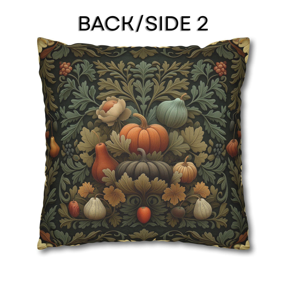 William Morris Inspired Fall Pillow Cover: Sage, Brown & Gold Vintage Style Tapestry