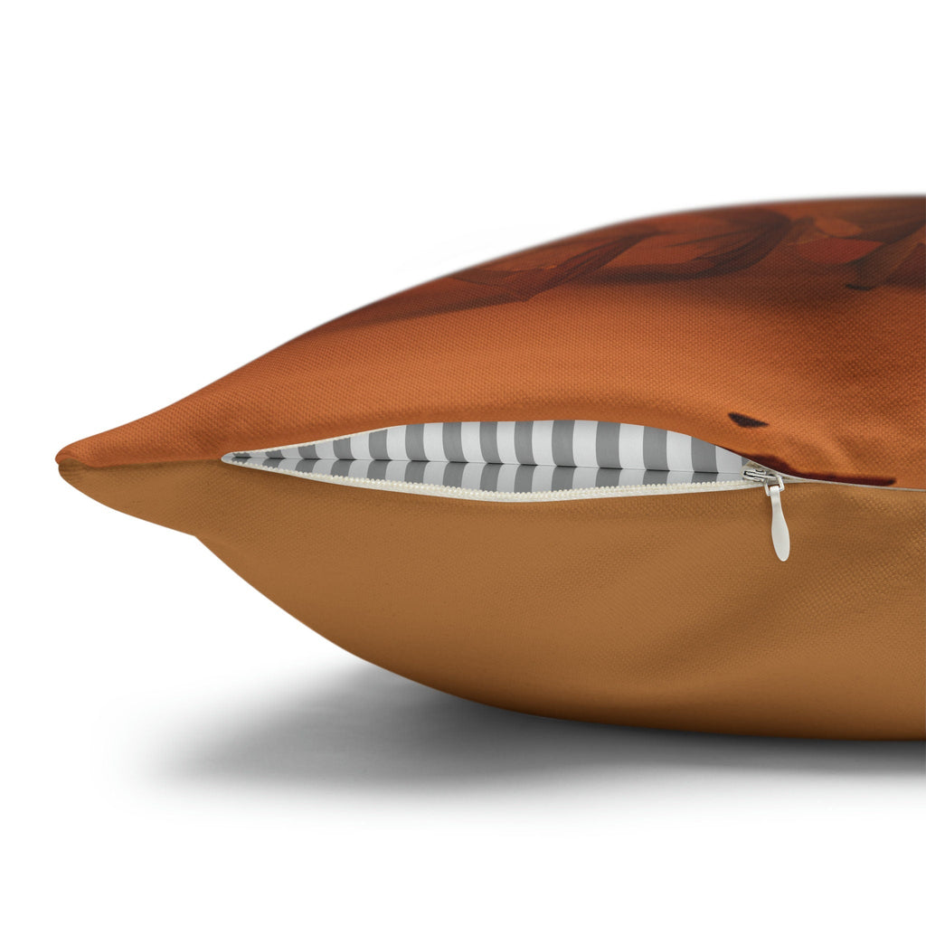 Light Pumpkin Orange Fall-Themed Wildflower Decorative Throw Pillow Cover