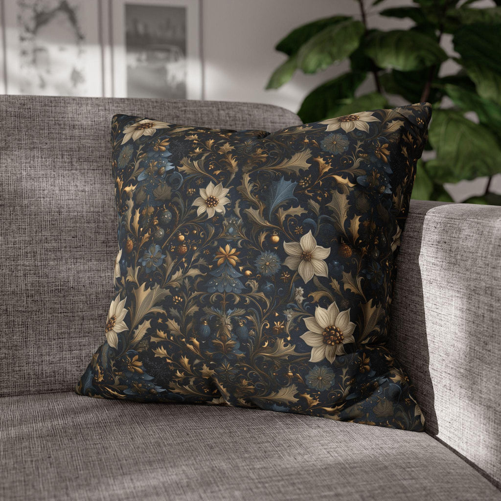Midnight Blue William Morris Christmas Botanical Pillow Cover