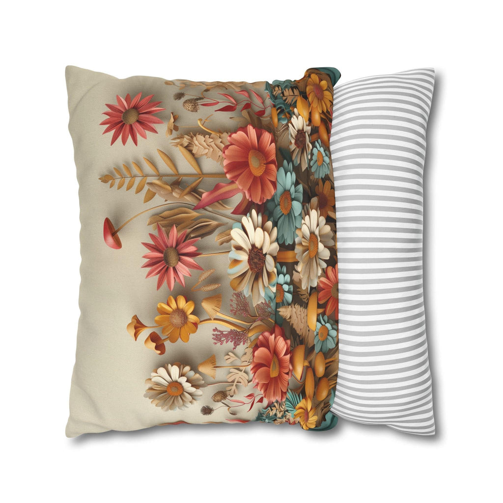Floral Botanical Garden Pillow Cover: Warm Tone Accent Cushion