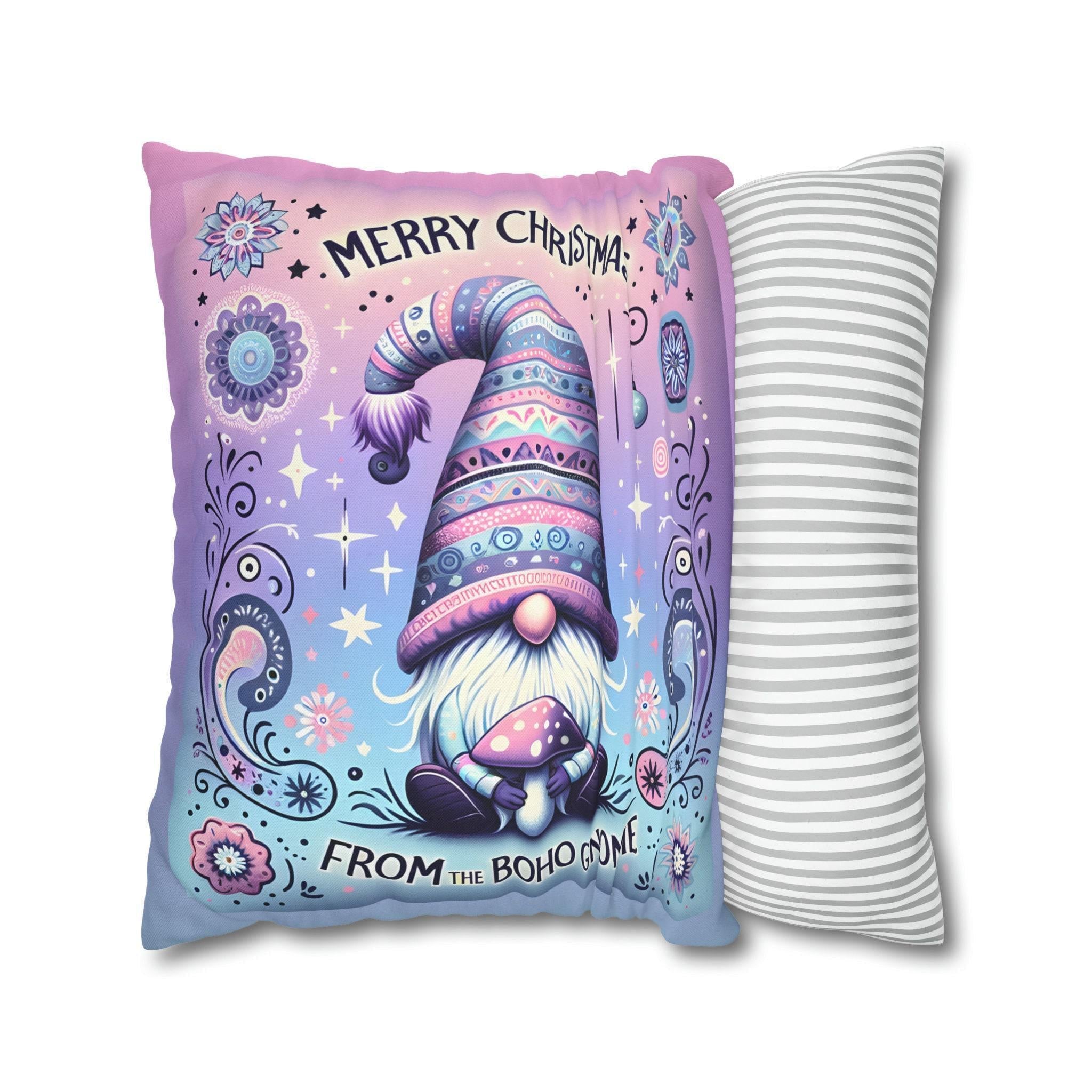 Boho Gnome Pillow Cover, Pastel Holiday Colors (Multiple Sizes)