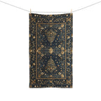 William Morris Inspired Christmas Tree Hand Towel: Gold & Navy Holiday Hand Towel