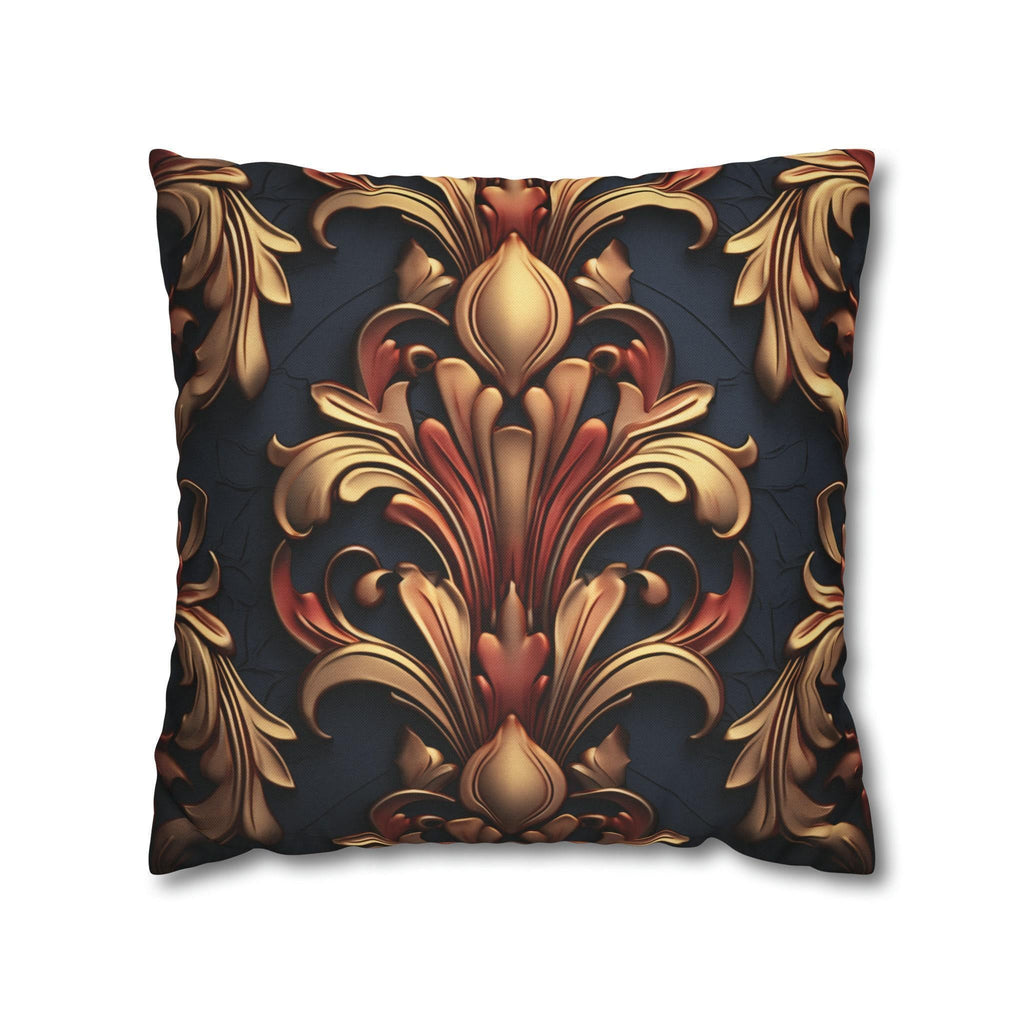 Baroque Fleur-de-Lis Pillow Cover: Gold & Burgundy Floral Design