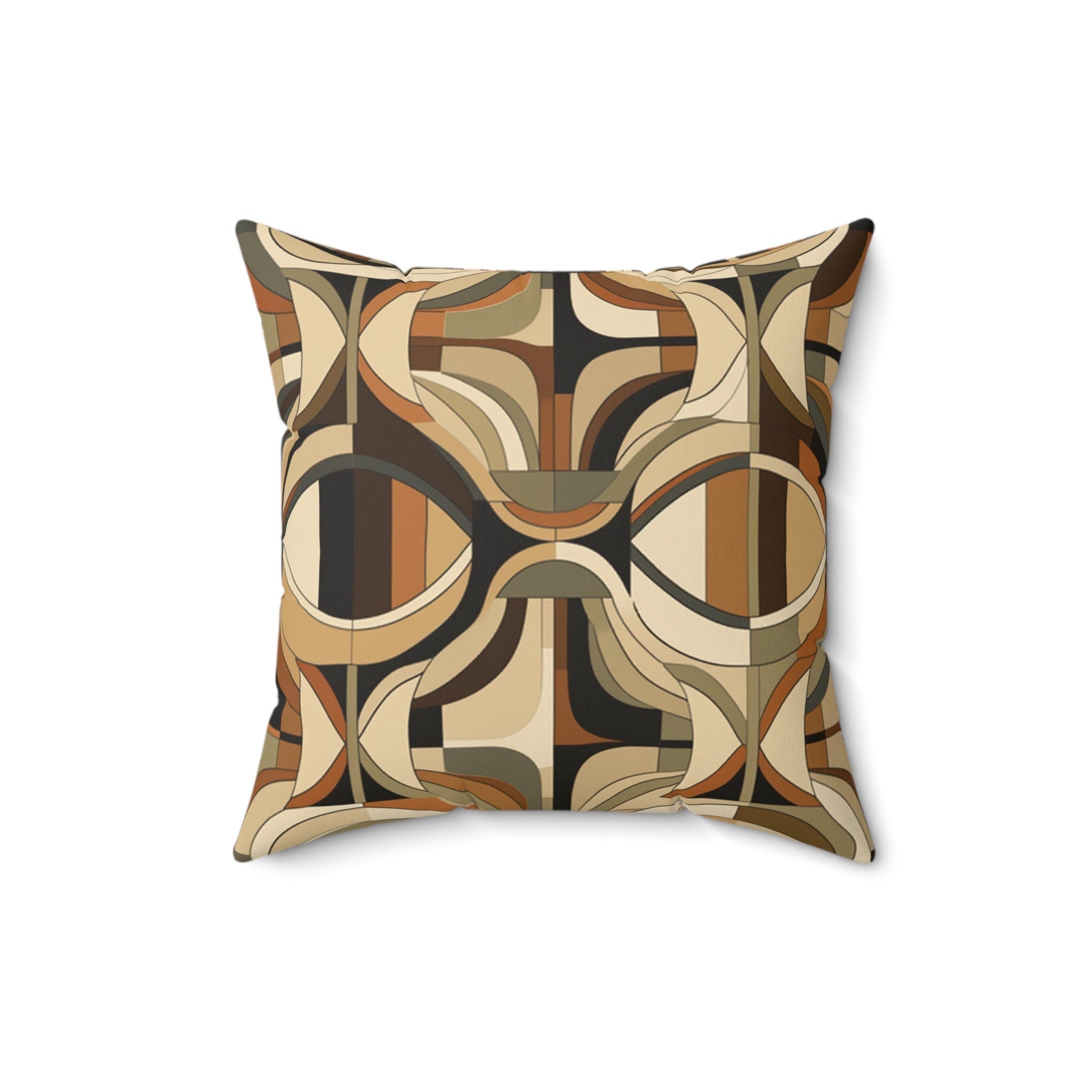 Geometric Earth Tone Throw Pillow: Modern Abstract Decor
