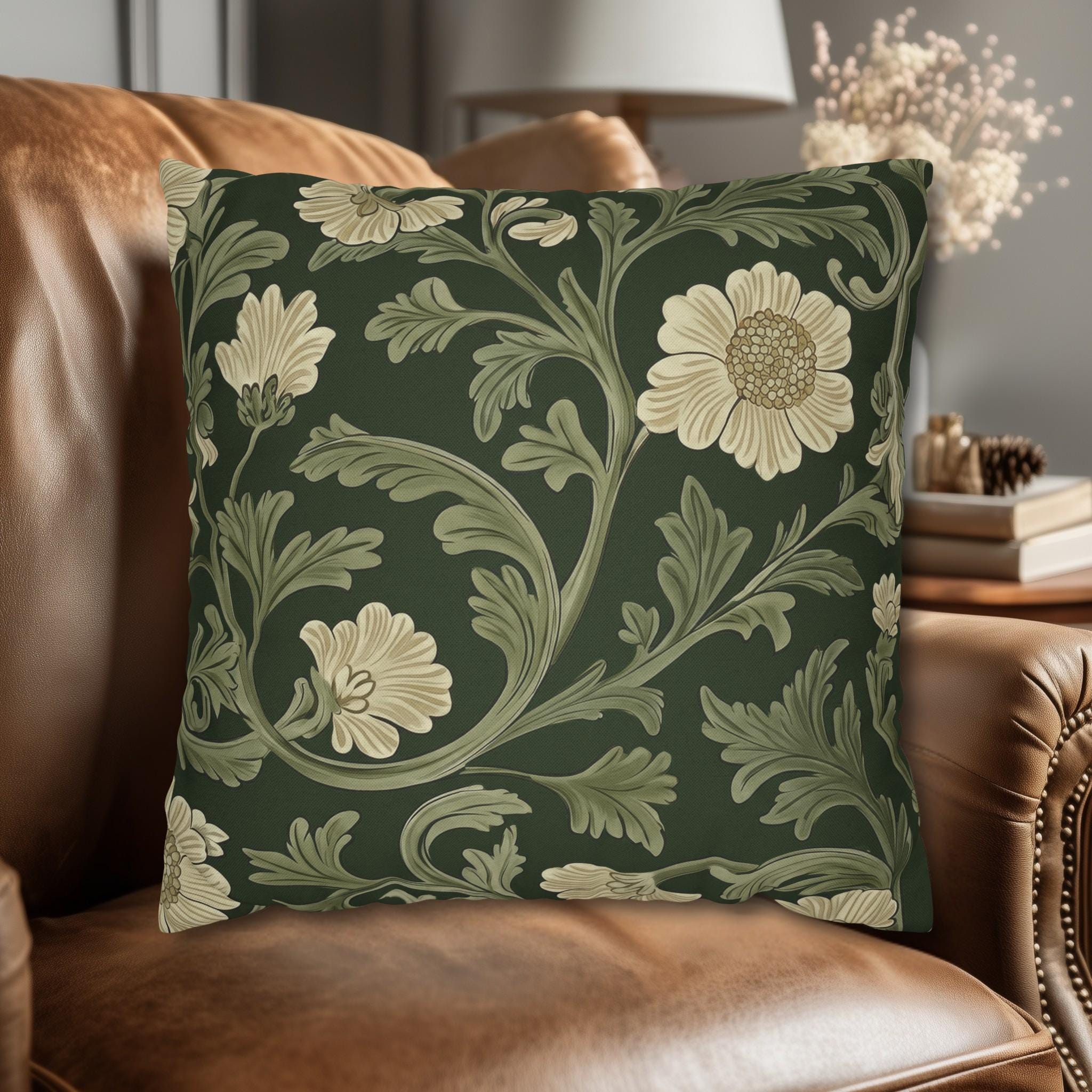 William Morris Pillow Cover: Lodden  Inspired  Sage & Cream Botanicals
