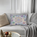 Pastel Snowflake Lumbar Pillow: Coquette Christmas Decor, Dreamy Lilac Mint Winter