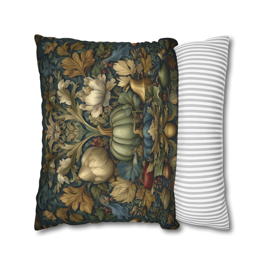 William Morris Inspired Tapestry Pillow Cover: Botanical Autumn Harvest for Cozy Fall Home Decor