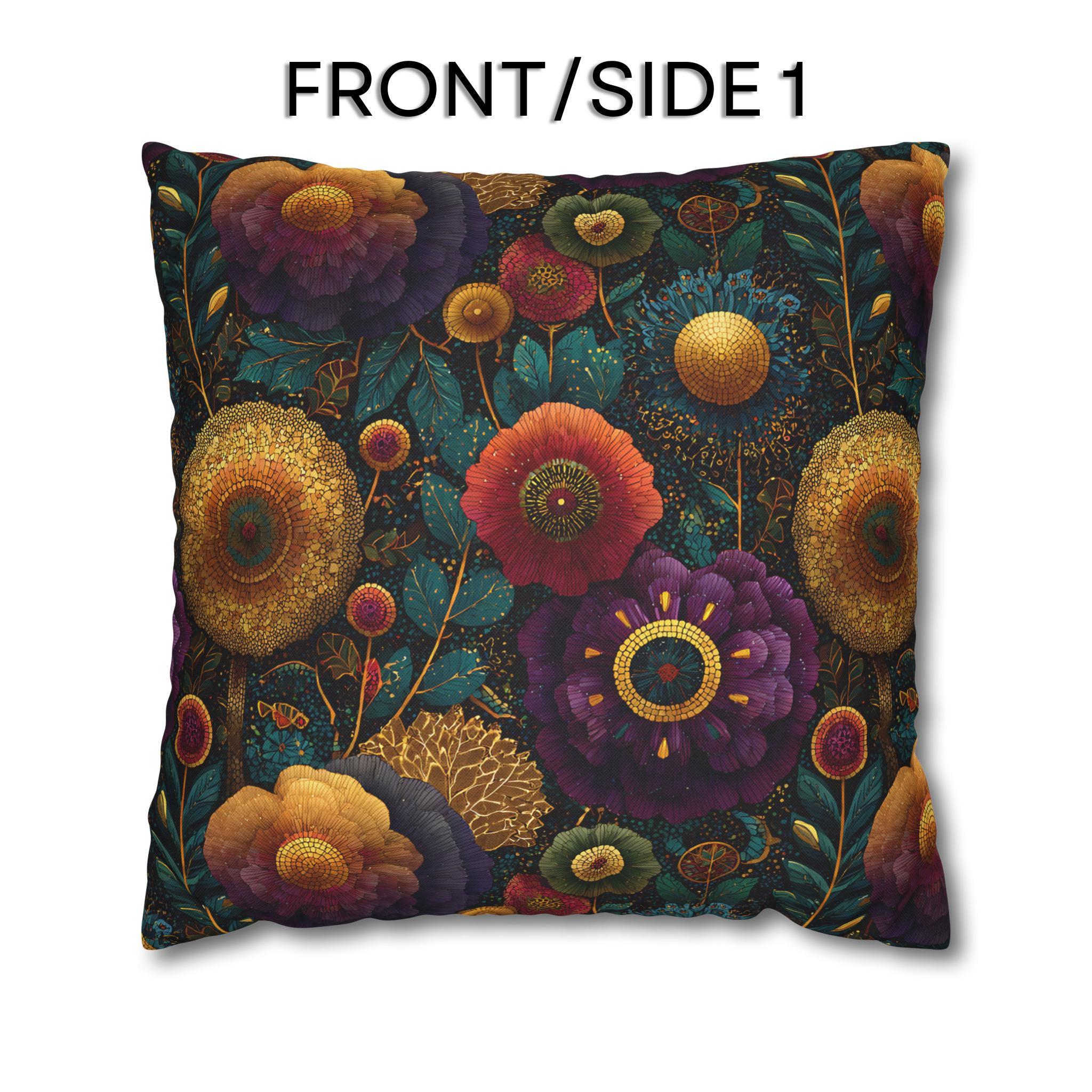 Klimt Botanical Pillow Cover: Jewel Tone Art Nouveau Home Decor