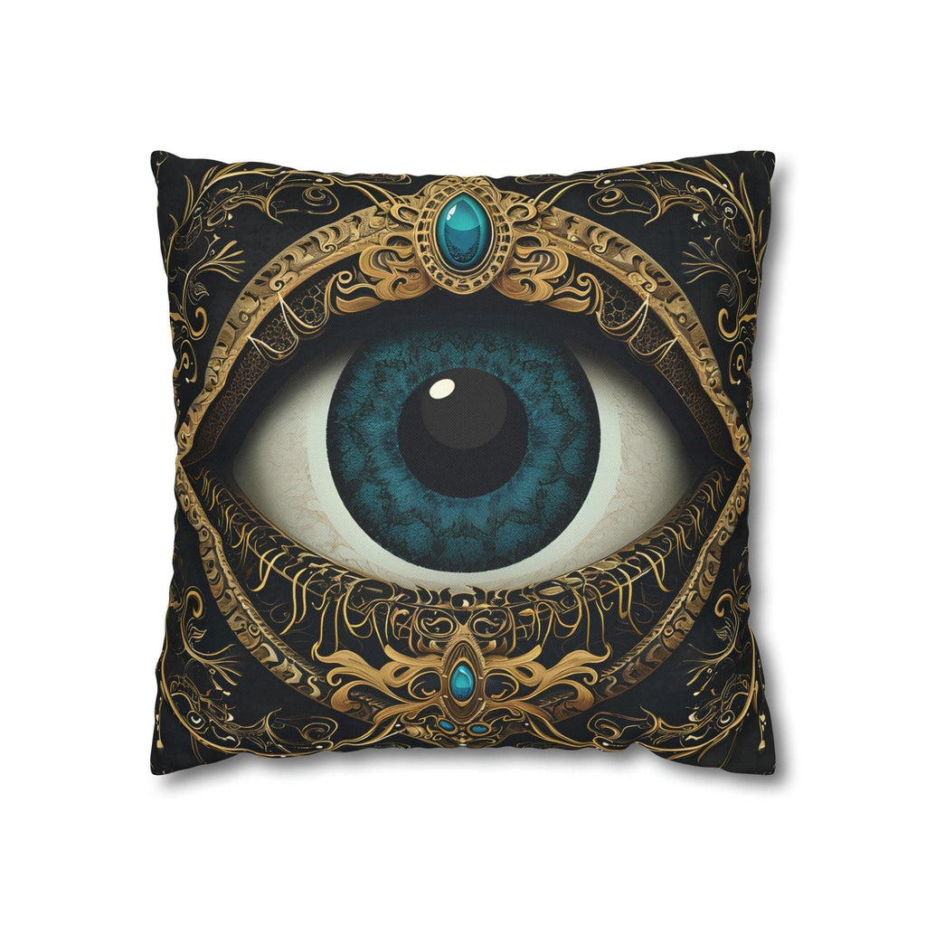 Evil Eye Symbol Pillow Cover | Protective Talisman with Baroque Embellishments | Cultural & Mystical Decor