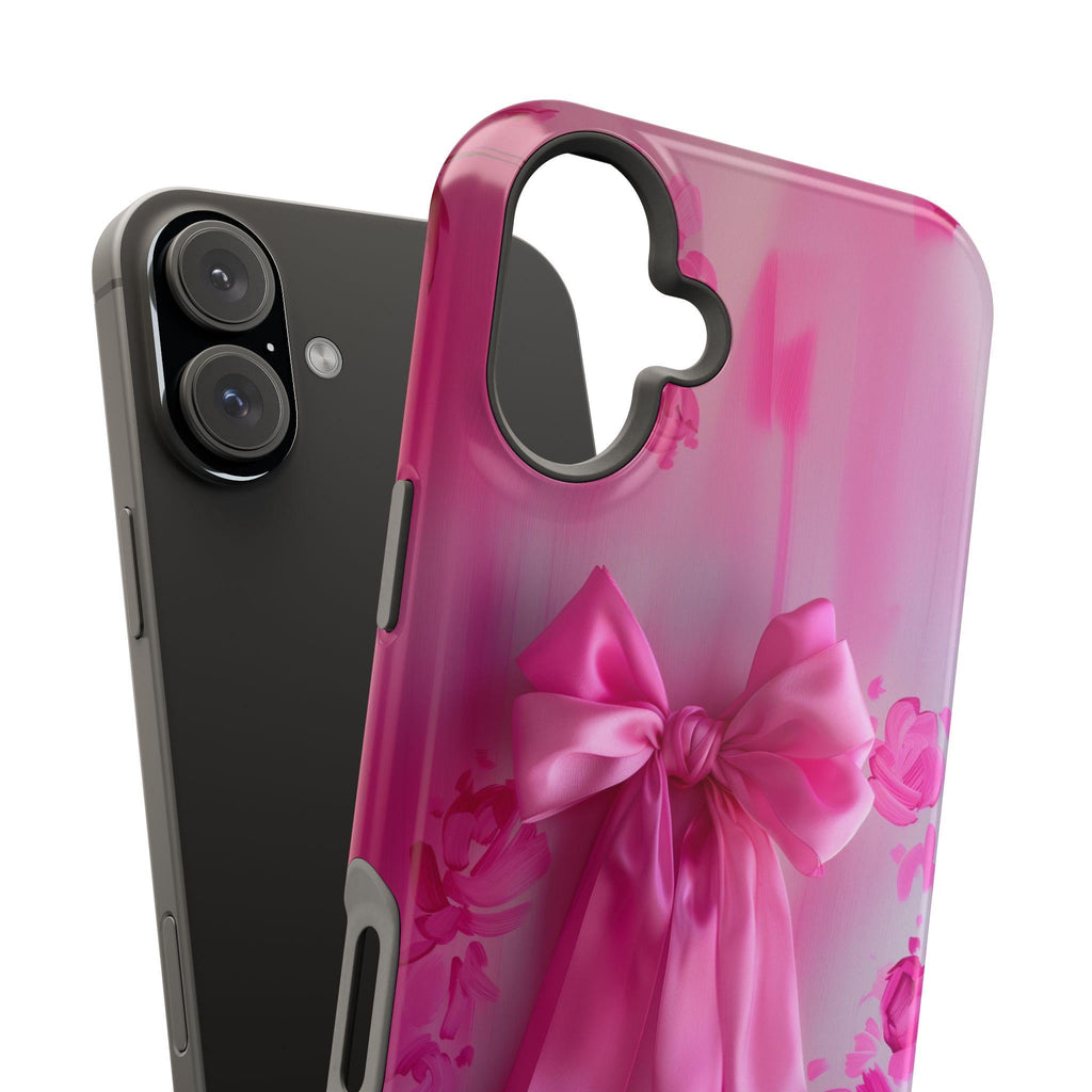 Pink Bow Floral MagSafe Tough Case for iPhone - Coquette Design Girly Gift