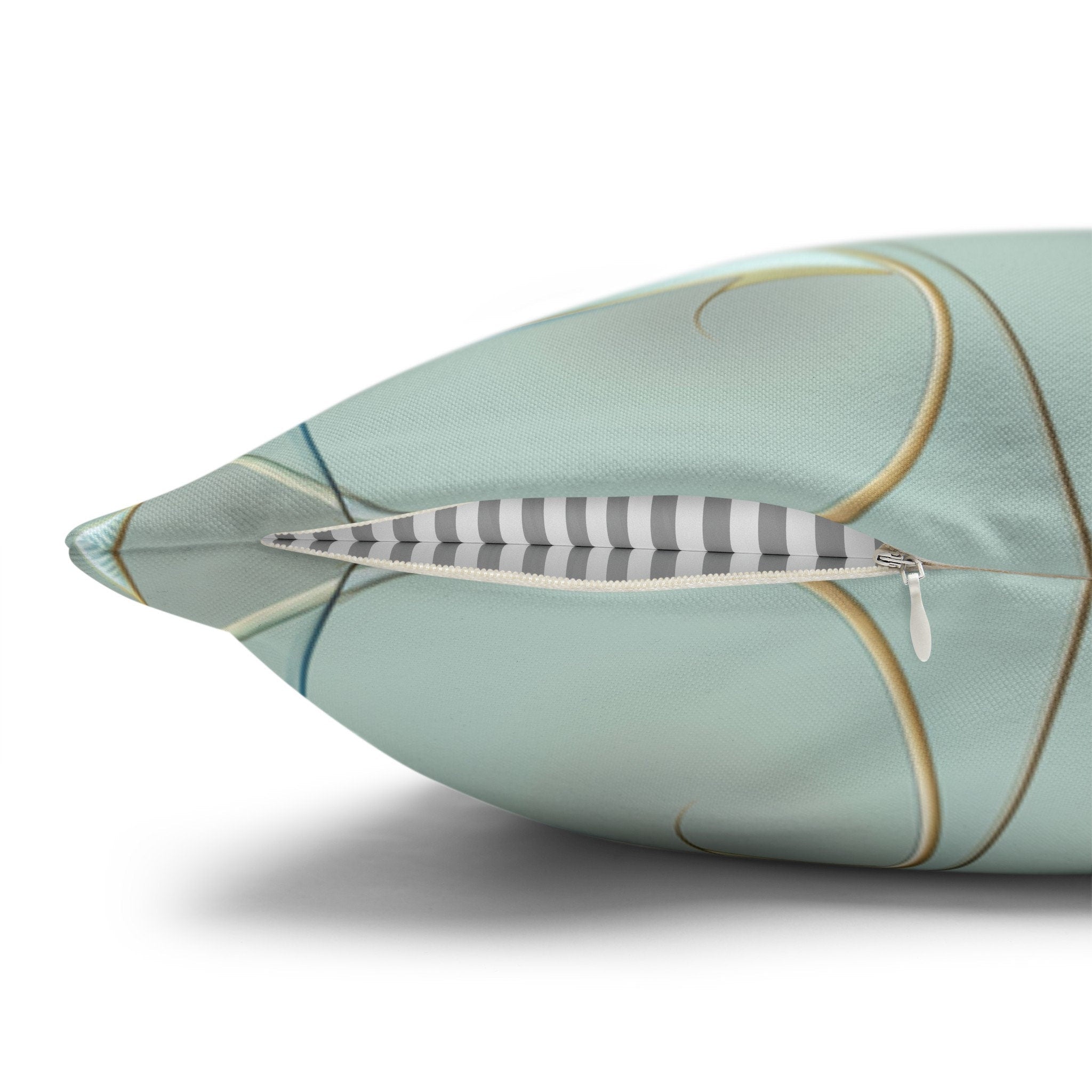 Floral Pillow Cover: Muted Teal Blue, Gold Magnolia Design