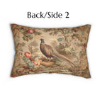 French Country Pheasant Lumbar Pillow: Vintage Style Toile Bird Design