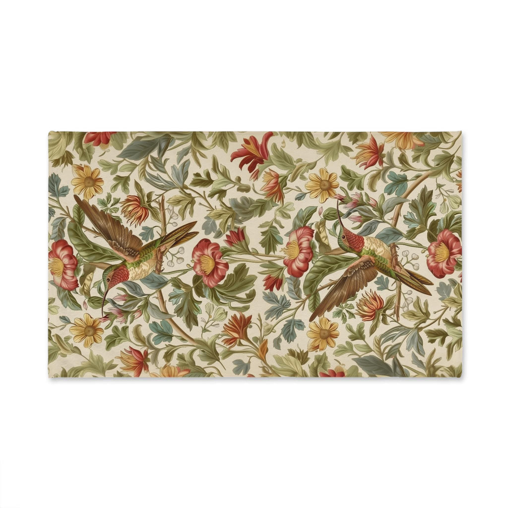 William Morris Hummingbird Hand Towel: Vintage Style Botanical Bird Floral Accent