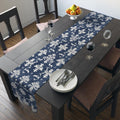 Elegant Navy Blue & White Damask Table Runner for Wedding, Dining Room, and Home Decor