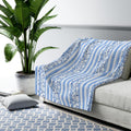 Fleece Throw Blanket: Blue and White Stripes (Reversible, Cozy Accent)