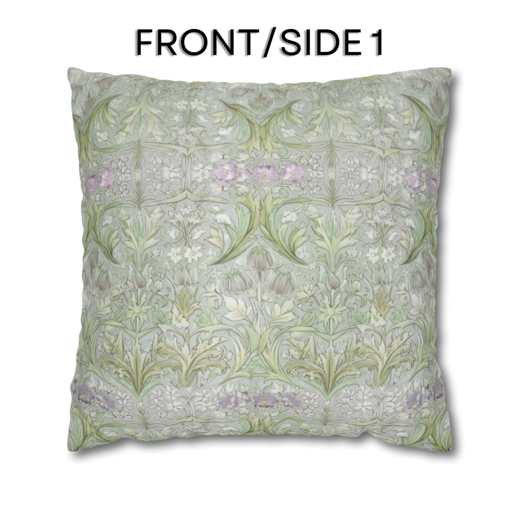William Morris inspired Throw Pillow Cover: Soft Sage Botanical with Muted Lavender