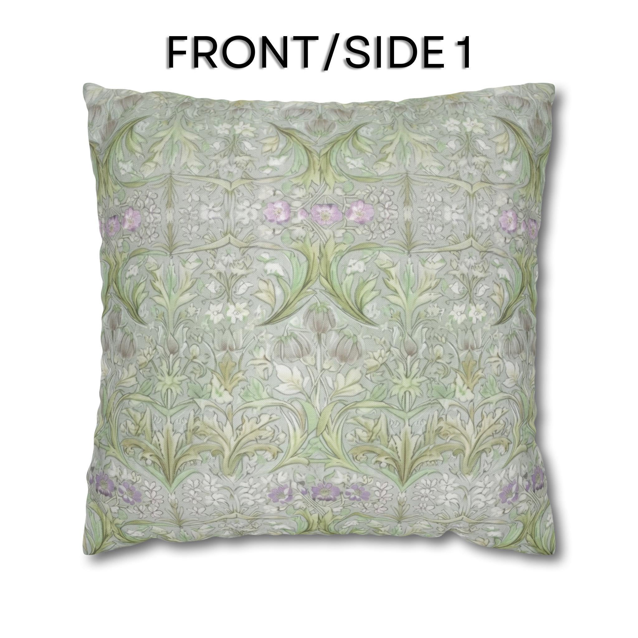William Morris inspired Throw Pillow Cover: Soft Sage Botanical with Muted Lavender